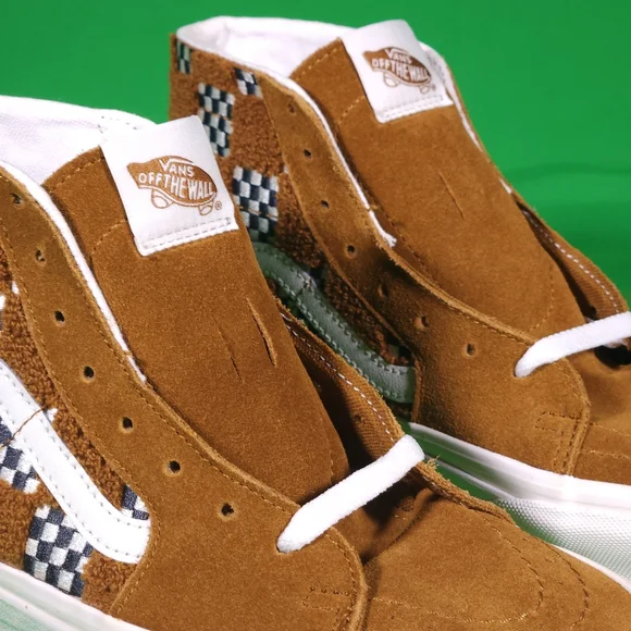 RARE Vans Sk8-Hi Tapered Tufted Checked Golden Brown VN0009QP1M7 ✨️NEW✨️ - Picture 8 of 9